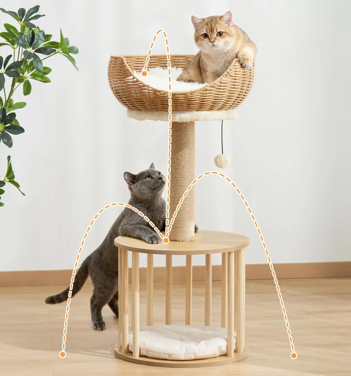 Modern Rattan Cat Tree