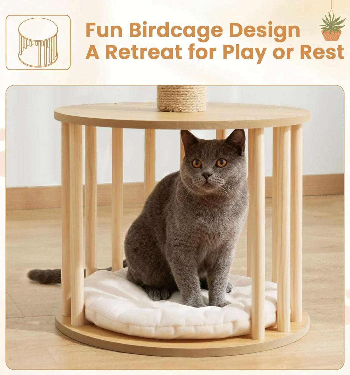 Modern Rattan Cat Tree