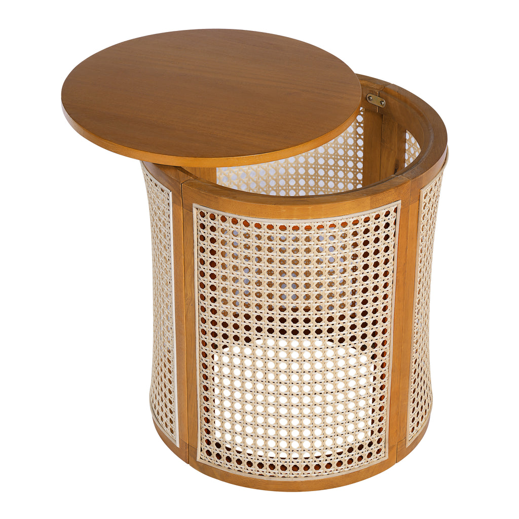 Round Woven-Look Side Table