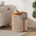 Round Woven-Look Side Table