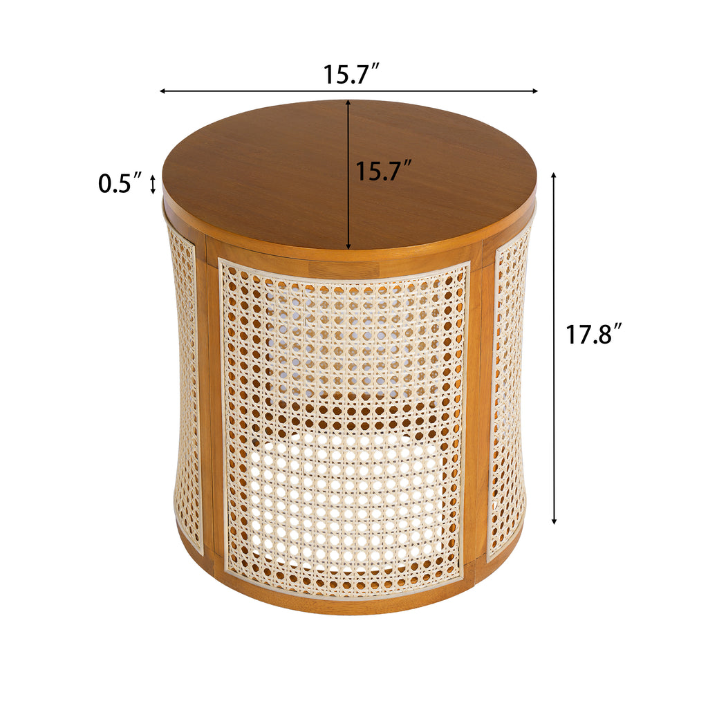 Round Woven-Look Side Table