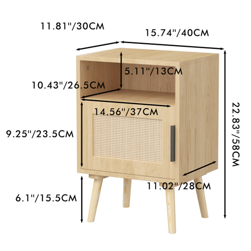 Rattan Nightstand with Door