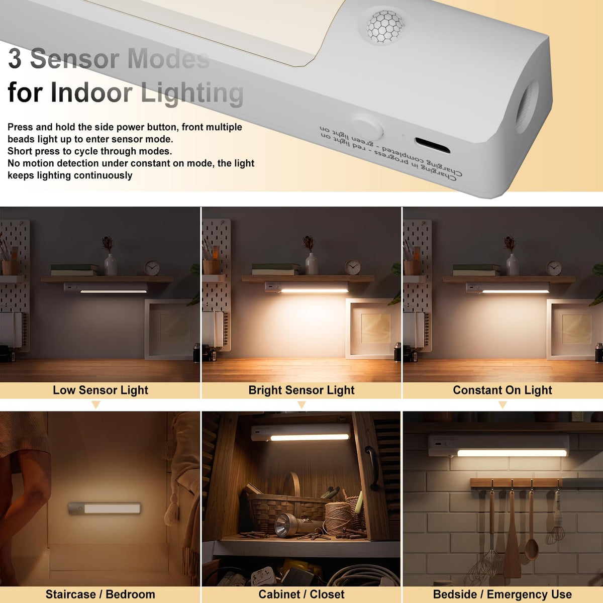 Motion-Sensor LED Light Bars (2-Pack)
