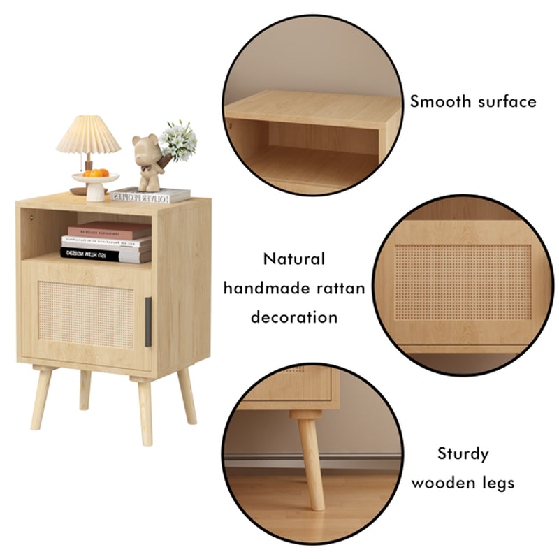 Rattan Nightstand with Door