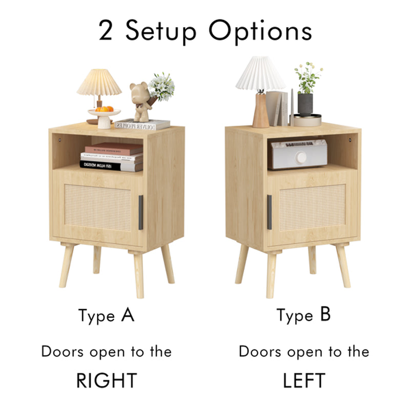 Rattan Nightstand with Door