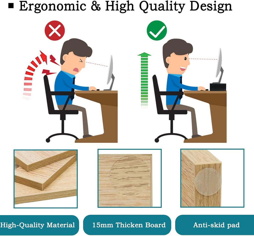 Wood Monitor Stand Riser (Set of 2)