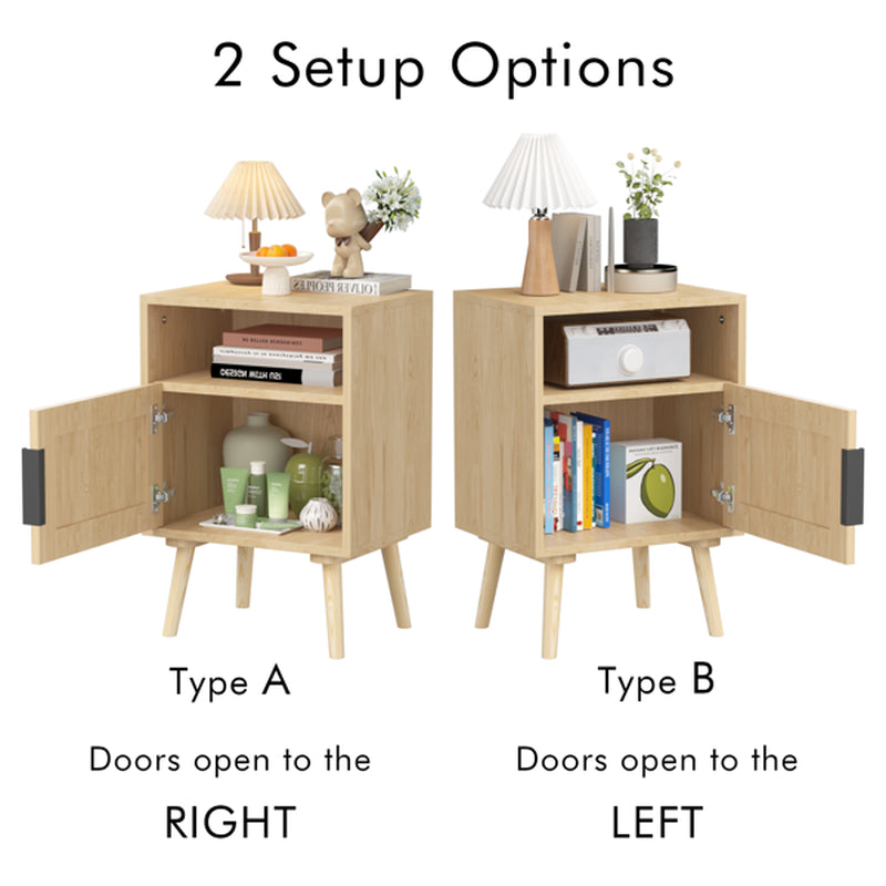 Rattan Nightstand with Door
