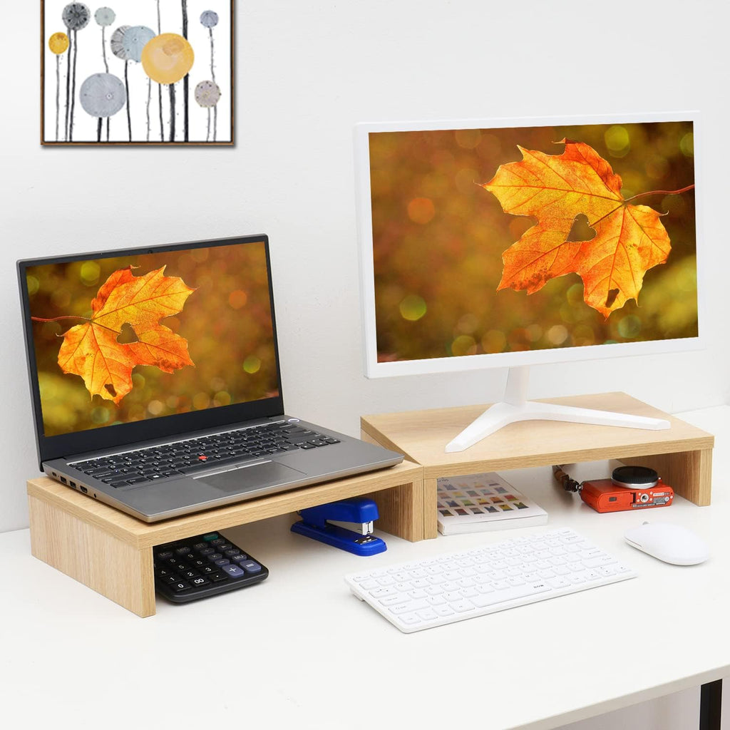 Wood Monitor Stand Riser (Set of 2)