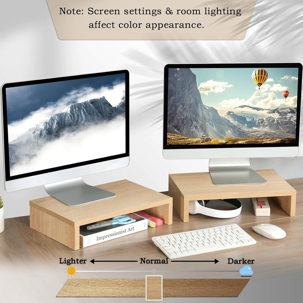 Wood Monitor Stand Riser (Set of 2)