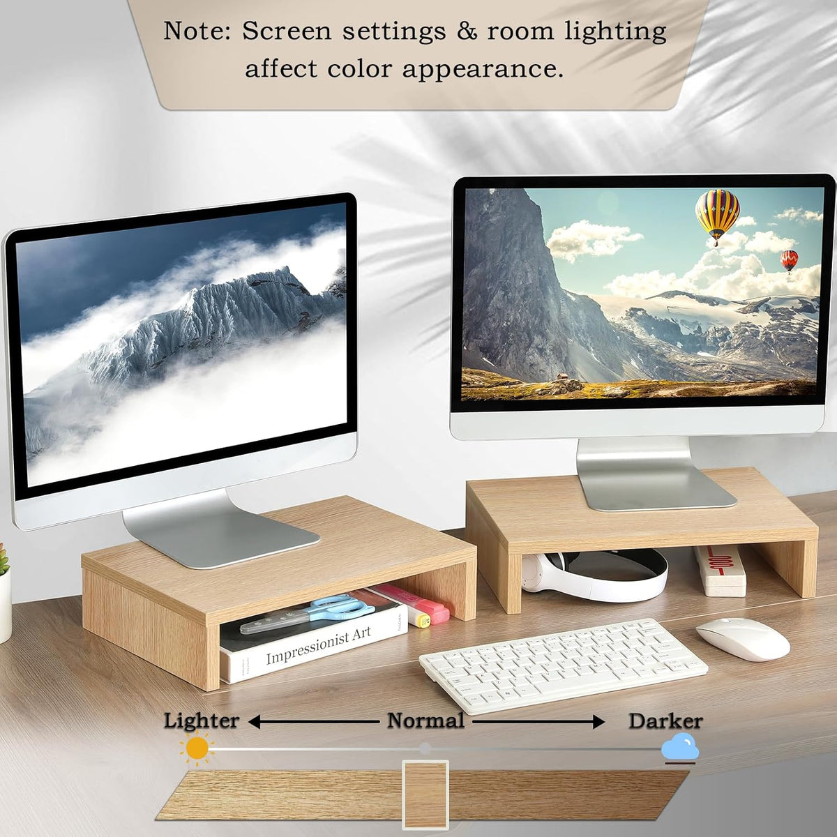 Wood Monitor Stand Riser (Set of 2)