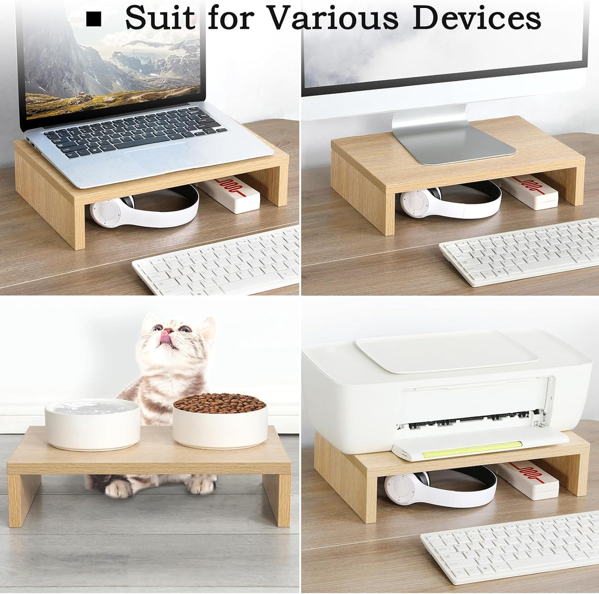 Wood Monitor Stand Riser (Set of 2)
