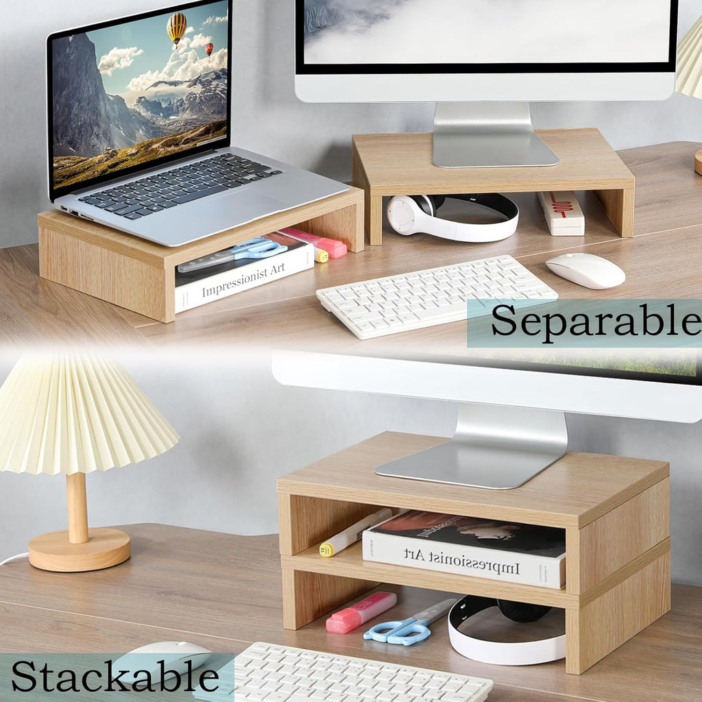 Wood Monitor Stand Riser (Set of 2)