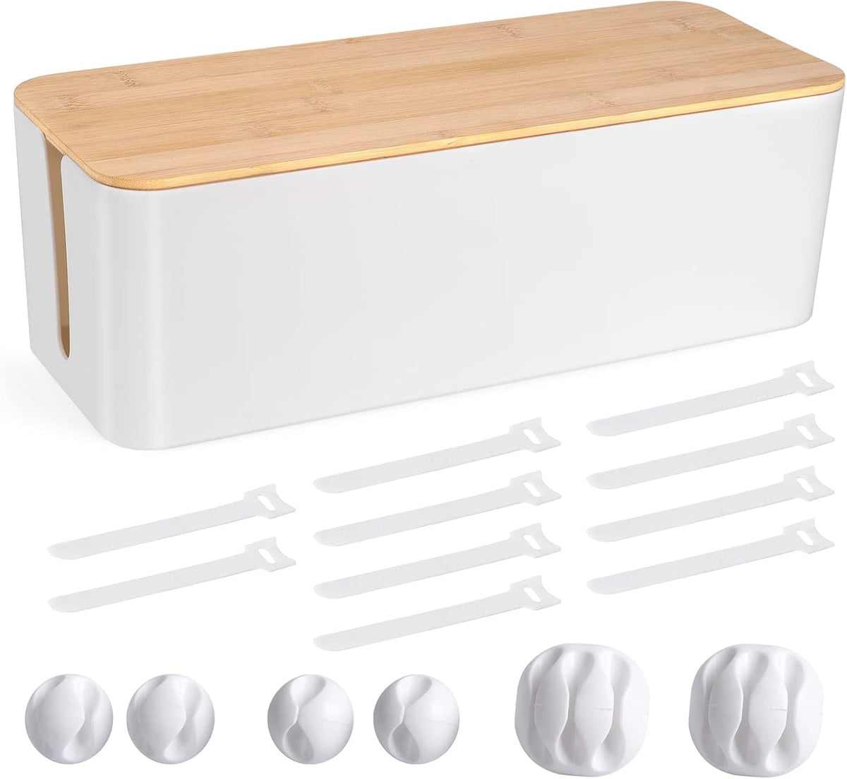 Cable Management Box with Wood-Look Lid